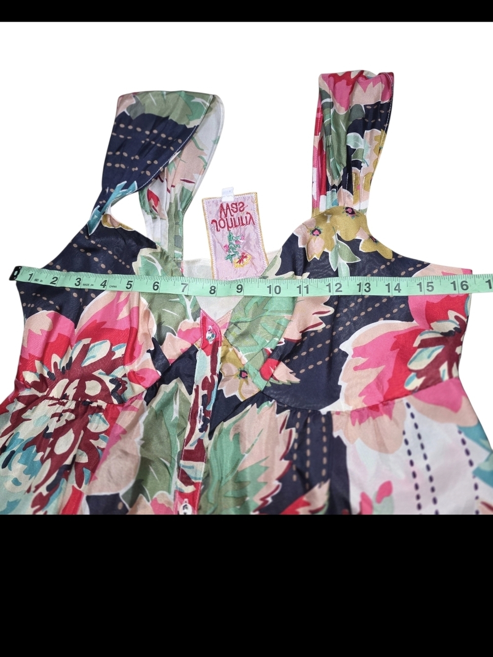 Johnny Was Silk Floral Maxi Dress XS Boho Cottagecore Sleeveless Button Front - Picture 6 of 9